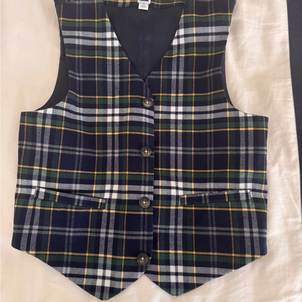 Janie and Jack Plaid Vest - Navy, Green, Yellow